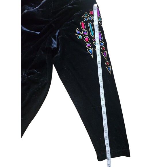 Bob Mackie Wearable Art Velour Jacket Womens 2X Black Embroidered Jewels Casual - Picture 9 of 9